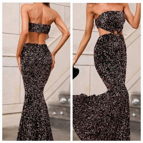 MULTICOLOR PARTY, STRAPLESS,  ,   SEQUINED MERMAID MAXI - Picture 1 of 9